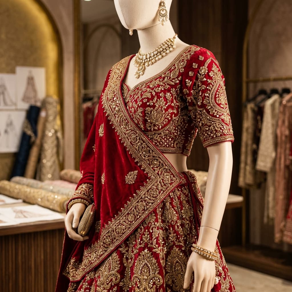 Intricate zardosi embroidery close up